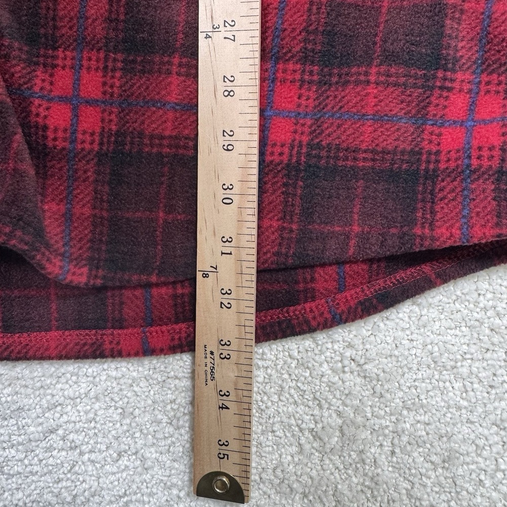 Eddie Bauer Fleece Button Down Flannel Men's TXL Tall Plaid Red Front Pockets - Picture 6 of 7
